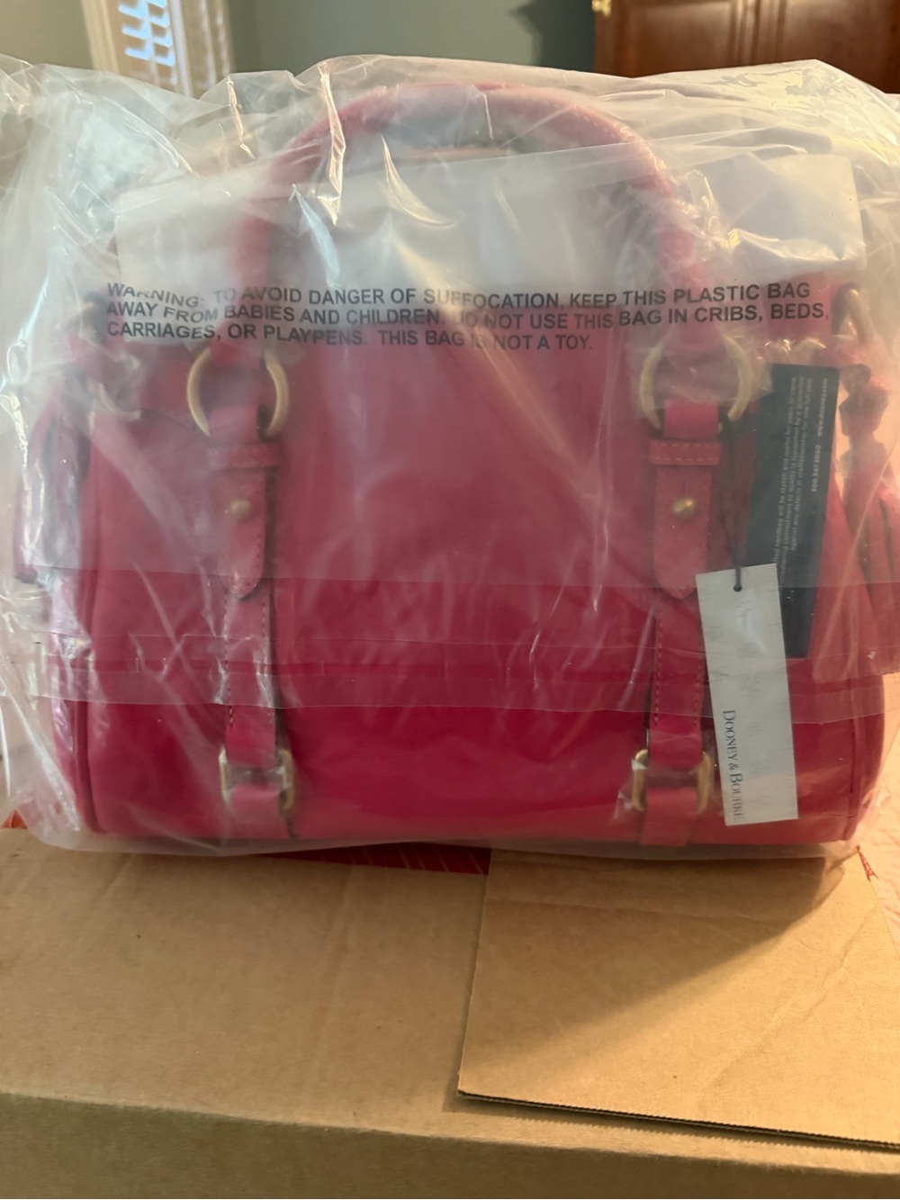 Dooney & Bourke Bright Pink Leather Satchel with Gold Hardware